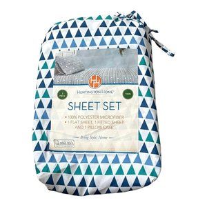 Huntington Home Twin Flat Sheet & Pillow Case Fabric Bag 2pc Set